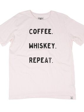 Iron & Resin "Coffee, Whiskey, Repeat" Tee, Unisex size S